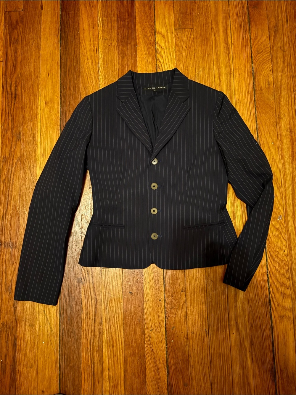Ralph Lauren Navy Pinstripe Women's Single-Breasted Blazer